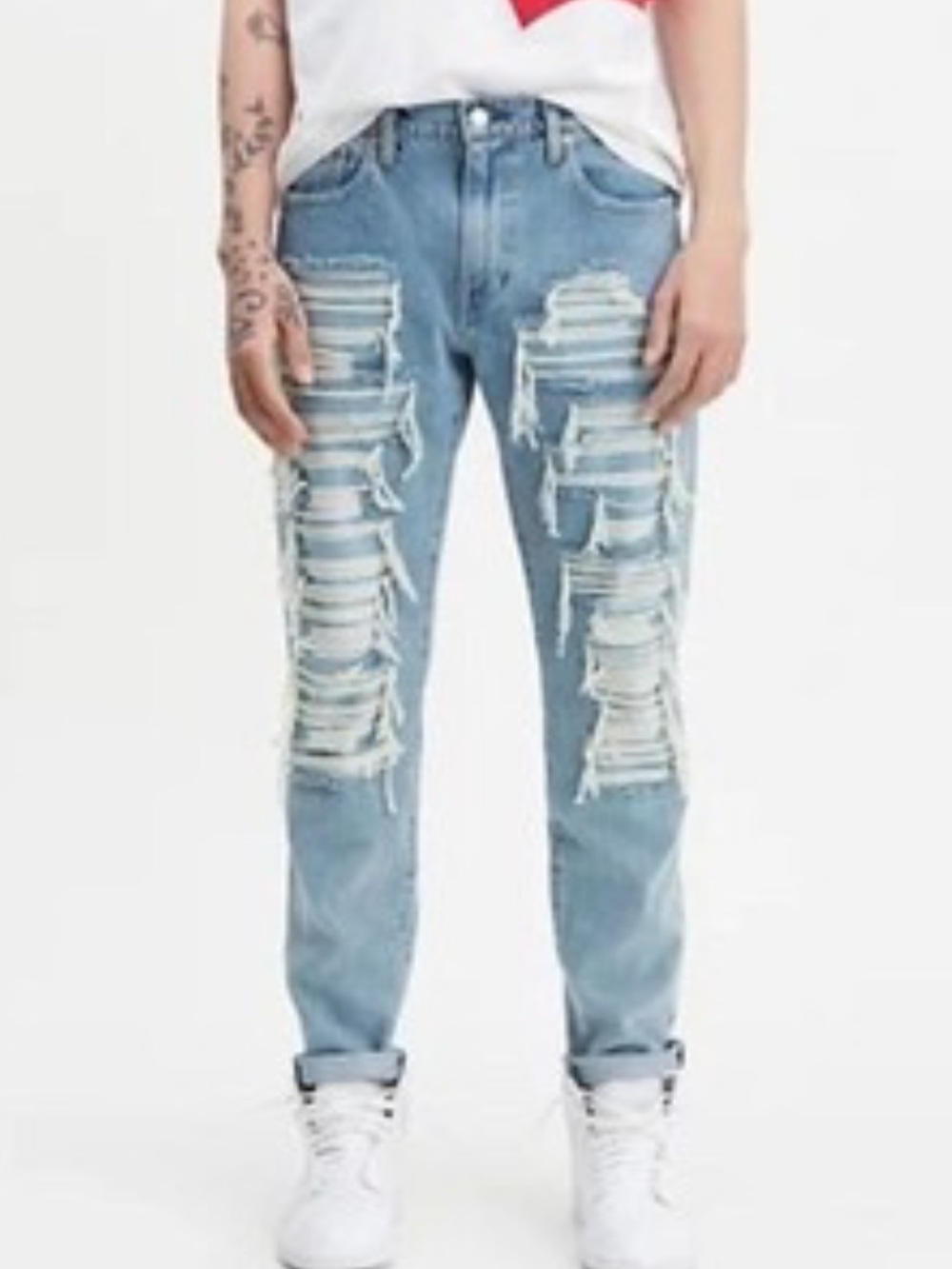 Levi's Premium 502 Taper Hi-Ball Denim Jeans Sz 32 x 31 Big E Scratch Post Dx